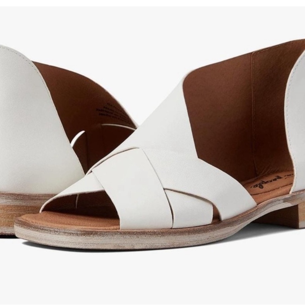 Free People White Leather Cutout Sandals